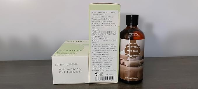 PHATOIL Fresh Linen Fragrance Oils for Aromatherapy, 3.38FL.OZ Diffuser Oils for Home, Perfect for Aromatherapy, Humidifiers, Yoga, DIY Candle and Soap Making - 100ml