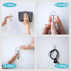 100 Small Hooks+120 Removable Strips, Clear Wire Hanger Hooks, Damage-Free Utility Hooks, Heavy Duty with Adhesive Strips, No Tools Wall Hook for Hanging, Value Pack