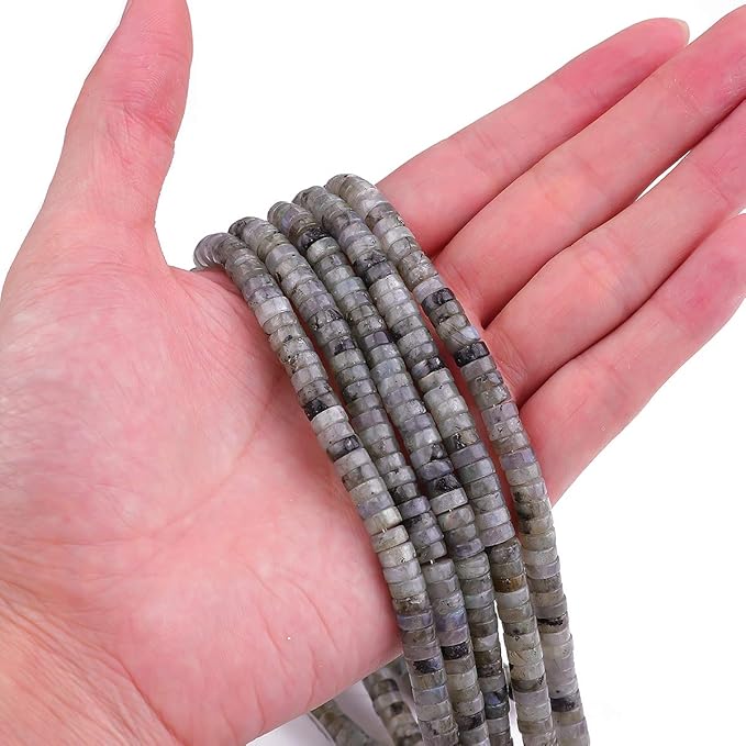 Natural Spectrolite Spacer Beads Caps Loose Semi Gemstone for Beading Jewelry Making 6mmx3mm 38cm