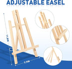 ESRICH 234 Pack Canvas with Easel Set 8 x 10 in Canvas Boards with 11.8 in Wooden Easels, Paint Brushes Canvas Panel Painting Kit for Acrylic Oil Watercolor Beginners Art Crafts Sip and Paint Party