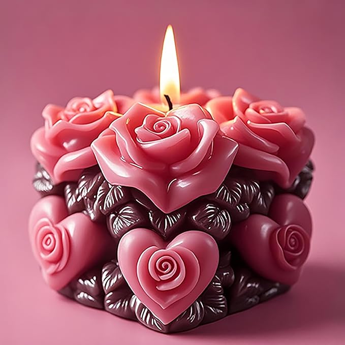 Rose Flower Heart Succulent Cylinder Molds Silicone Wave Spiral Candle Mold - Silicone Resin Casting Molds for Candle & Resin & Soap Craft Supplies