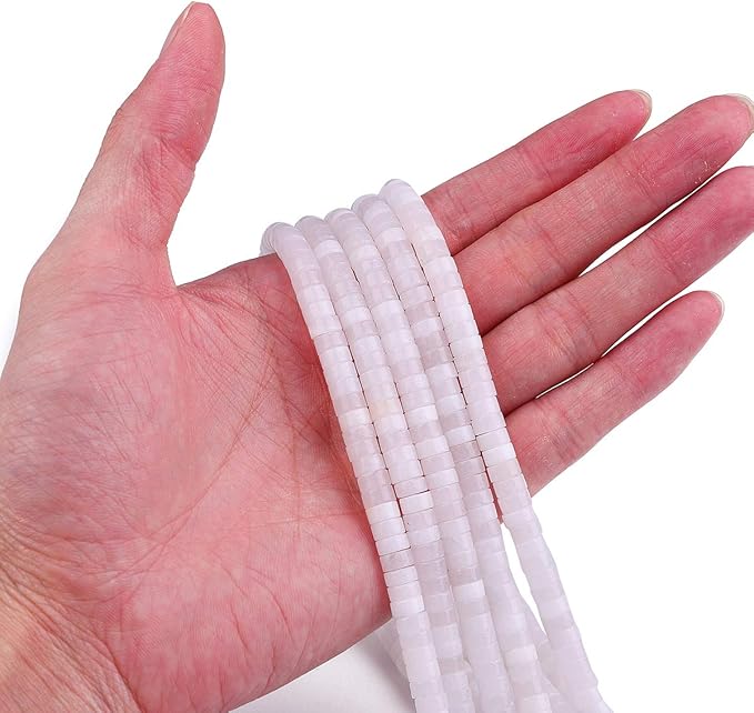 Natural White Agate Spacer Beads Caps Loose Semi Gemstone for Beading Jewelry Making 6mmx3mm 38cm