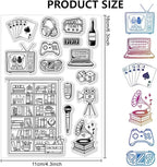 CHGCRAFT Leisure Games Clear Stamps Bookshelf Record Player Stamps Silicone Stamps Transparent Paper Craft Stamps for Journaling Card Making DIY Scrapbooking Handmade Photo Album Notebook