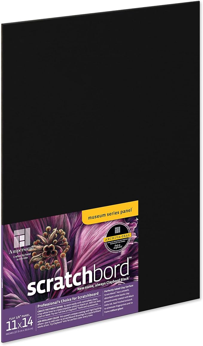 Ampersand Art Supply Scratch Art Panel: Museum Series Scratchbord, 1/8 Inch Flat Profile, 11" x 14"