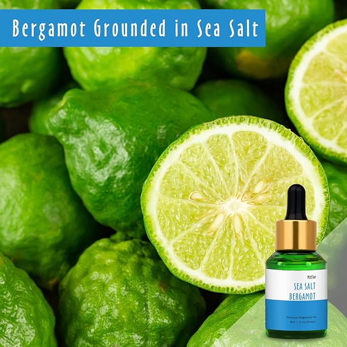 Sea Salt Bergamot Fragrance Oil, MitFlor Single Scented Oil, Large Size Premium Grade Fragrance Oil for Soap & Candle Making, Aromatherapy Oil, Fresh Summer Scent for Home Fragrance, 30ml