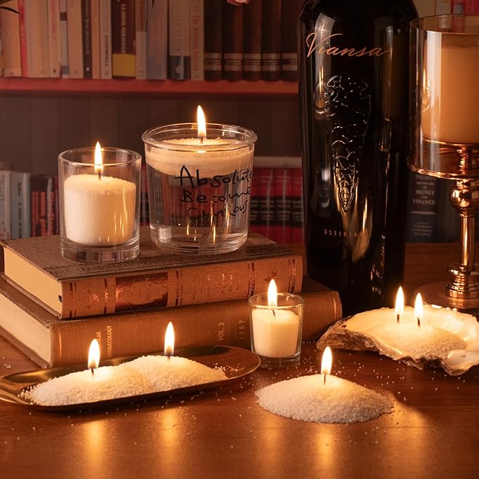 KONNI Pearled Candles Sand and 15 Wicks Making Kit, Soy Wax Beads for Candles, Non-Toxic Refillable DIY White Pearled Candle Sand for Home Decor, Gifts, Weddings, Party (0.66 lb)