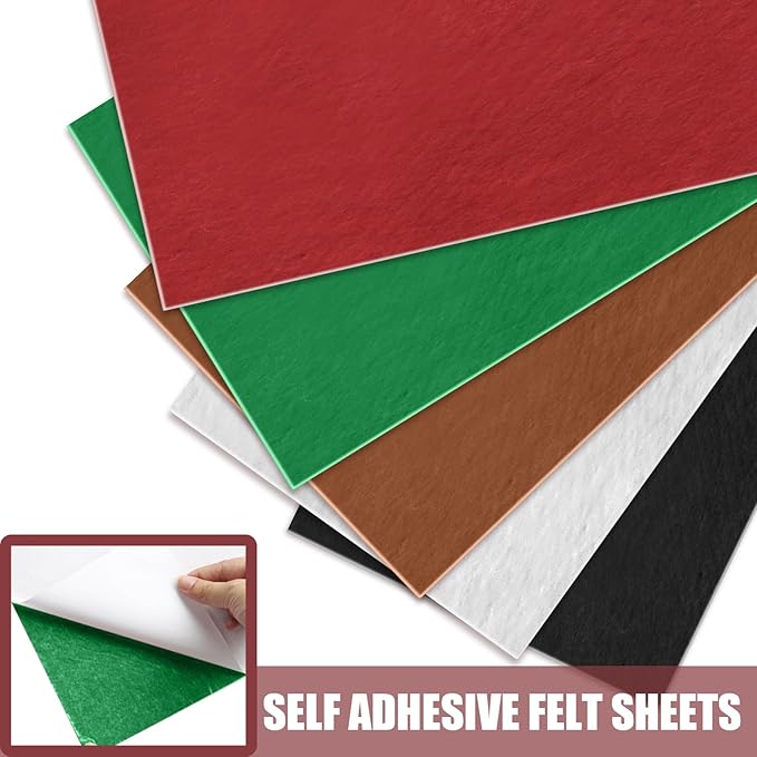 10 Pack Self Adhesive Felt Sheets - Green Felt Fabric with Adhesive Backing - Peel and Stick Felt Sheet for Arts Crafts DIY and Decorations - A4 Size(8" x 12")