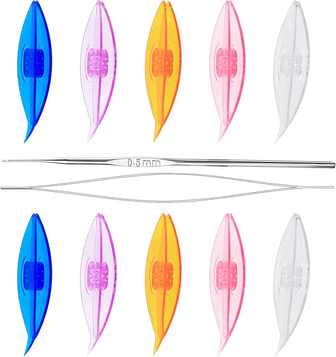 BUTUZE Tatting Shuttle Kit, 10 PCS Plastic Tatting Shuttle with Beading Needles Crochet Hooks Knitting Needles Big Eye Needles Tatting Needles for DIY Hand Lacemaking Craft Tool Weave Yarn Set