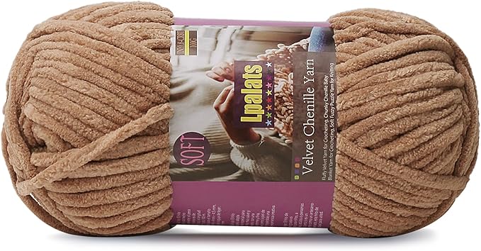 Chunky Chenille Yarn for Crocheting - 100g/3.5oz Baby Blanket Yarn for Crocheting Soft - 87 Yards Fluffy Thick Plush Yarns for Knitting Blankets Amigurumi (1, Curry)