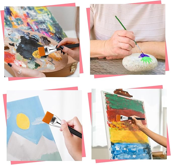 1.5 inch Flat Paint Brushes for Acrylic Painting 4 Pieces Professional Artist Brush Large Base Coating Paint Brushes for Acrylic Watercolor Gouache Oil and Body Painting