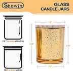 Thick Candle Jars for Making Candles 12 Pcs, 7 OZ Empty Jars with Wood Lids for Candle Making, Sample Container, Gold