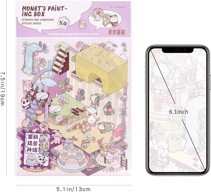 4 Sets DIY 3D House Stickers, Scene Miniature Scene Stickers, Cute Cartoon Scenes for Women Girls Teen Kids, Make Your Own Sticker, Fun Room Sticker BookRelief Stress Pass The Time