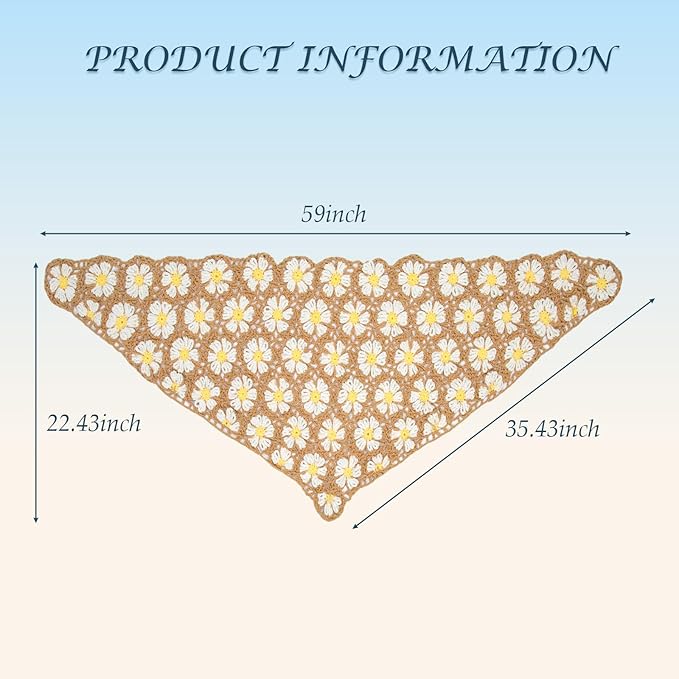 Noocro Crochet Kit for Intermediate or Advanced Levels, Complete Craft Kit for a Floral Daisy Shawl with Step by Step Video Tutorials Detailed Instructions, Perfect Holiday Gift or DIY Project (Khaki)