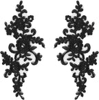 AUEAR, 2 Pack Black Flower Embroidery Applique Sew on Floral Patches for DIY Craft Decoration