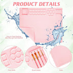 2025 New Painting Station, Paint Brush Cleaner (Pre-Assembled) and Silicone Painting Mat 20"X16" Silicone Art Mat with 10 Paint Brushes for Artist Kids Adults Birthday Gifts (Pink)