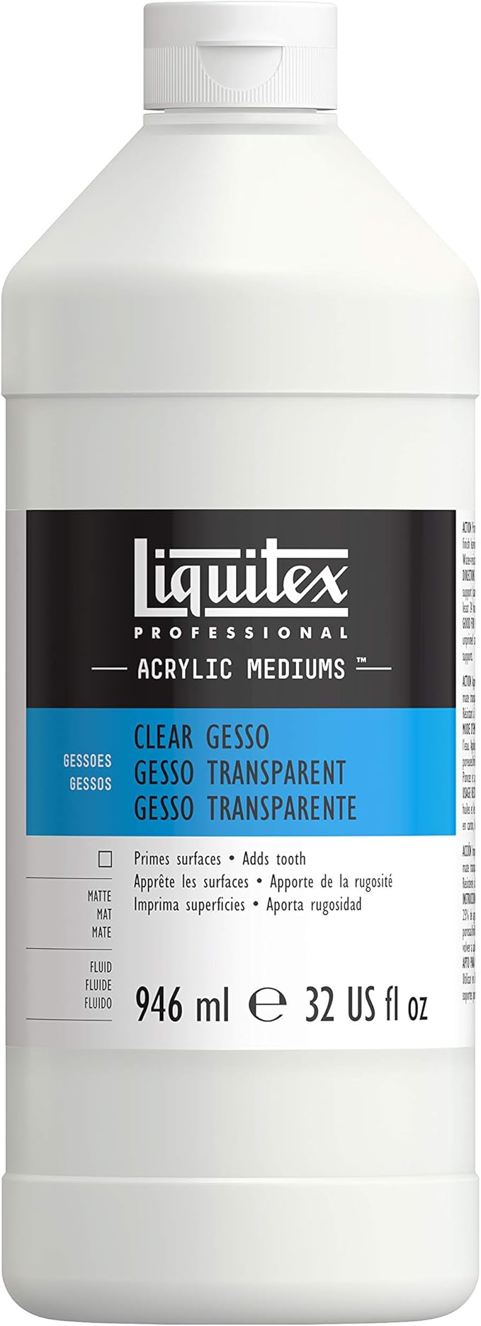 Liquitex Professional Gesso Surface Prep Medium, 946ml (32-oz), Clear