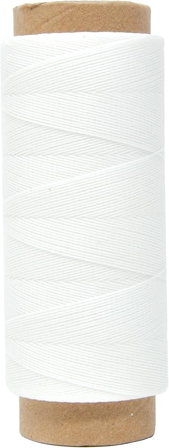 Mandala Crafts White Round Waxed Thread for Leather Sewing - 219 Yds 200M 0.45mm Polyester Leather Thread String Waxed Cord for Leatherwork, Beading, Bookbinding, Hand Stitching