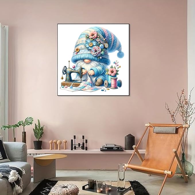 Lzyueyuan Gnomes Stamped Cross Stitch Kits for Adults Beginner, Sewing Cross Stitch Ornament Kits Counted Embroidery Needlepoint Kits Home Decor 13.8X13.8inch