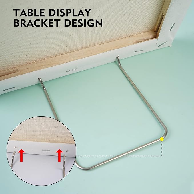 CONDA Stretched Canvas Painting, 20 Multi Pack 4x4, 5x7, 8x10, 9x12, 11x14 Inches (4 of Each) with 20 Pcs Display Brackets, Primed, 100% Cotton, Value Bulk Pack for Oil & Acrylic Painting