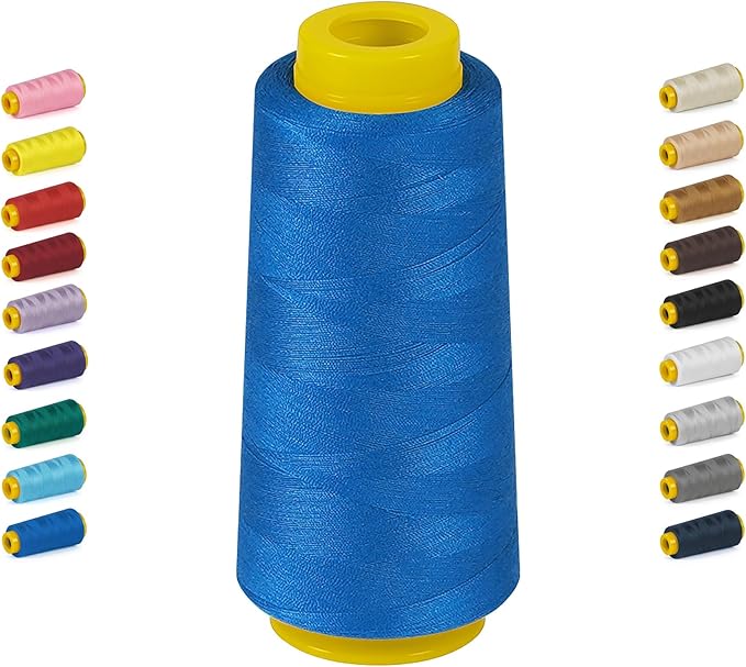 1800 Yards Serger Thread-Blue, All Purpose Thread for Sewing, Serger Thread Cones，Polyester Thread 40s/2 for Serger&Overlock, Quilting, Piecing, Sewing Machine