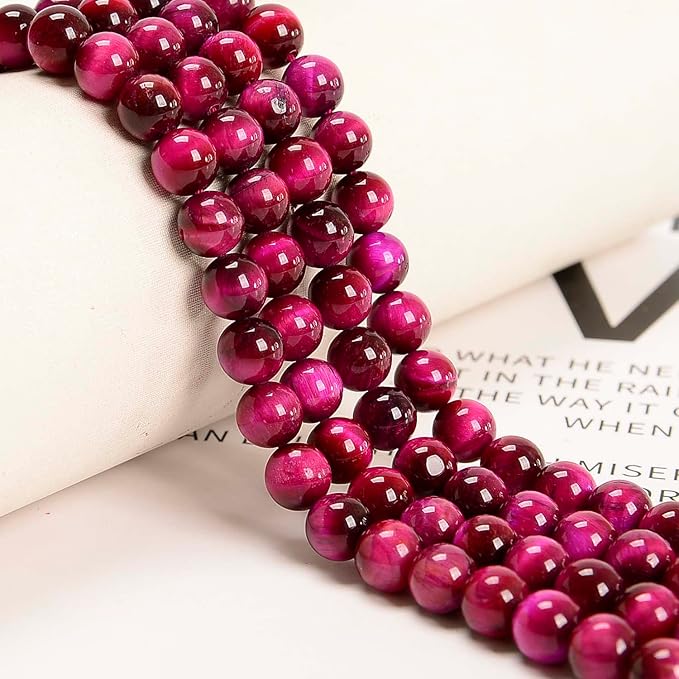 NCB 200pcs 6mm Rose Tiger's Eye Loose Beads for Jewelry Making, Natural Semi Precious Beads Round Smooth Gemstones Spacer Beads Charms for Necklaces Bracelets (Rose Tiger's Eye, 6mm 200Beads)