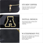 YOOLIFE Initial Travel Essentials Makeup Bag, Skin Care Clear Toiletry Bag Pouch Cosmetic Bag Case Large Makeup Bag Personalized Birthday Gifts for Women Birthday Gifts for Her Wife Black J