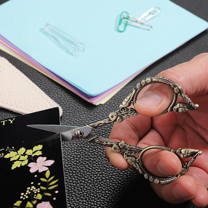 Precision Embroidery Scissors – 4.6in Vintage Classic Straight Pointed Shears, Sharp Stainless Steel Small Detail Thread Snips for Needle Craft, Sewing, Decoupage, Yarn, Fabric – with Pouch