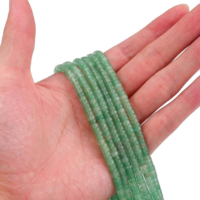 Natural Green Aventurine Spacer Beads Caps Loose Semi Gemstone for Beading Jewelry Making 4mmx2mm 38cm