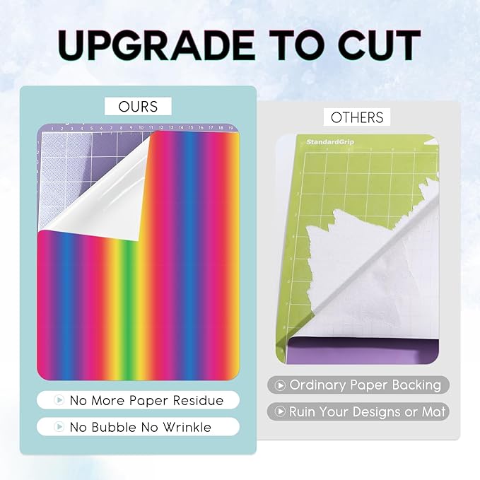 Tintnut Rainbow Permanent Vinyl - 8 Sheets 12"x10"Gradient Patterned Permanent Adhesive Vinyl for Cutting Machine, Home Decor Self Sticker