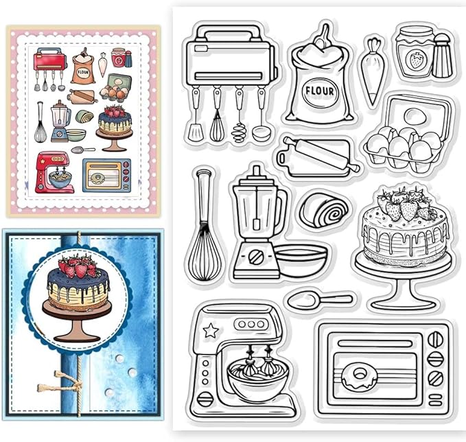 CHGCRAFT Baking Tools Clear Stamps Cake Transparent Silicone Stamps Baking Tools Silicone Clear Stamp for Cards Making DIY Scrapbooking Album Photo Journal