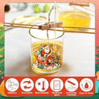 Ziliny 10 Pcs Vintage Christmas Glass Candle Jars Empty Containers Bulk 7 oz Glass Jars with Cork Lids Tins for Christmas Holiday Candle Making Storing Biscuits Tea Party Favors