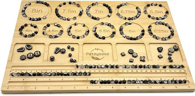 Petoysoso Bead Boards for Jewelry Making, Thicken Bamboo Beading Board for Jewelry Bracelet Making, Bracelet Bead Board, Bracelet Bead Board for Bracelet, Jewelry Making Supplies 15.3x 11.2x0.5 Inches