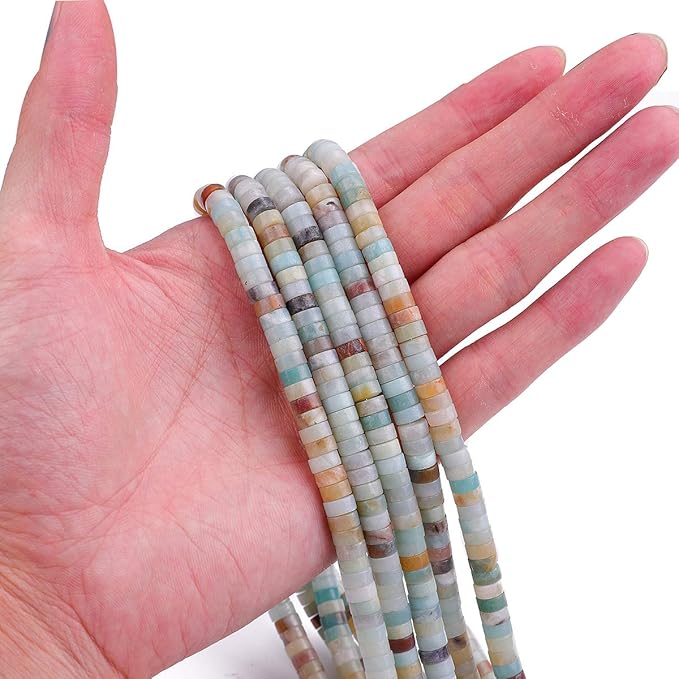 Natural Amazonite Spacer Beads Caps Loose Semi Gemstone for Beading Jewelry Making 6mmx3mm 38cm