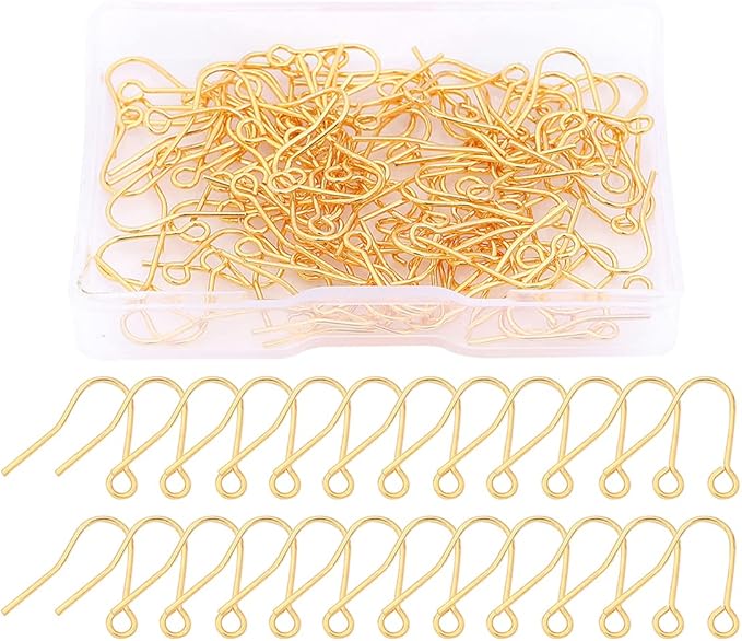 18K Gold Plated Earring Hooks 12x15mm 100pcs for Jewelry Making Findings