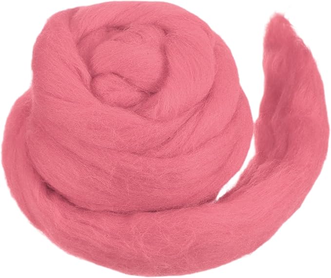 MECCANIXITY Wool Roving Yarn Soft Felting Wool 50g/1.76oz Pure Chunky Roving Yarn for Needle Felting Knitting Blanket Spinning Weaving Art DIY Craft Light Peach