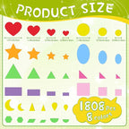 1808Pcs Foam Stickers,Foam Shape Stickers Self Adhesive,Colorful Star Heart Circle Sticker for Kids Crafts Large Small Geometric Sticker for Preschool Classroom Scrapbook Supplies(16,Multicolor)