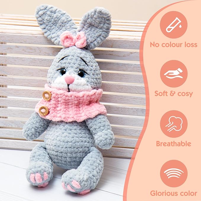 Chunky Chenille Yarn for Crocheting - 3x100g/3.5oz Baby Blanket Yarn for Crocheting Soft - 262 Yards Fluffy Thick Plush Yarns for Knitting Blankets Amigurumi (3, Black)