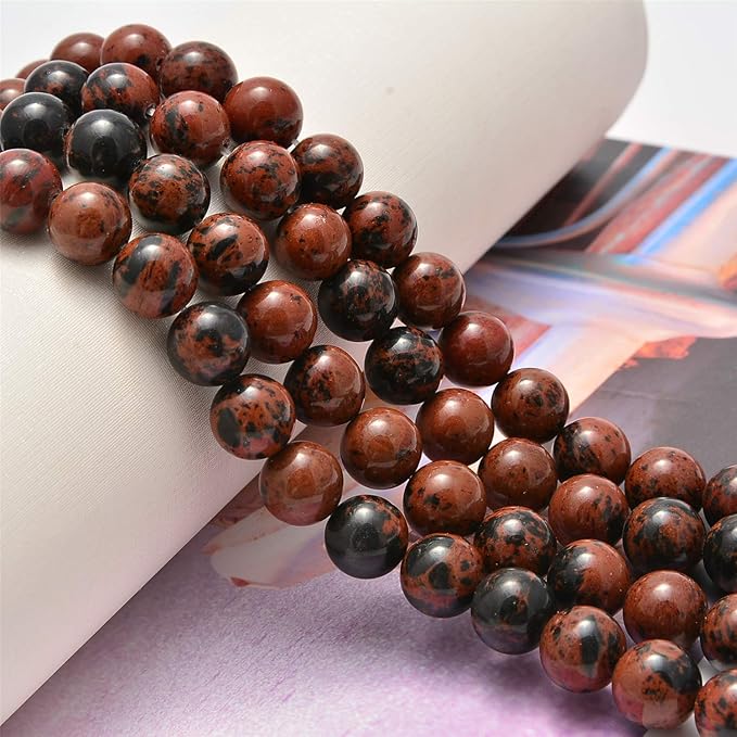 NCB 200pcs 4mm Mahogany Obsidian Loose Beads for Jewelry Making, Natural Semi Precious Beads Round Smooth Gemstones Spacer Beads Charms for Necklaces Bracelets (Mahogany Obsidian, 4mm 200Beads)