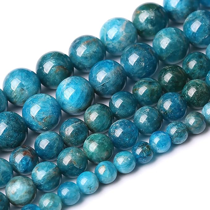 38PCS 10mm AAA Natural Blue Apatite Stone Beads Gemstone Round Loose Spacer Beads for Jewelry Making DIY Bracelet Necklace 15"