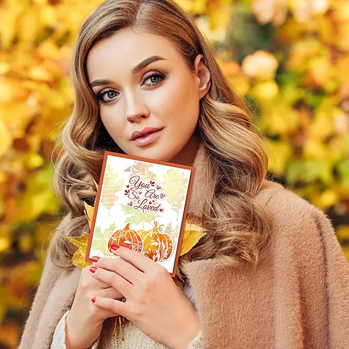 GLOBLELAND Autumn Leaves Clear Stamps for DIY Scrapbooking Fall Pumpkin Silicone Stamp Seals Transparent Stamps for Thanksgiving Day Cards Making Photo Album Journal Home Decoration