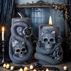 Snake Skull Silicone Mold, Cylinder Candle Mold with Coiling Snake for Halloween Candle Making, Resin, Clay Craft, Aromatherapy Gypsum, Home Decor (Snake and Skull A)