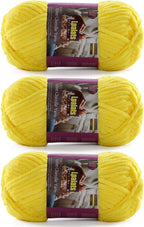 Chunky Chenille Yarn for Crocheting - 3x100g/3.5oz Baby Blanket Yarn for Crocheting Soft - 262 Yards Fluffy Thick Plush Yarns for Knitting Blankets Amigurumi (3, Yellow)