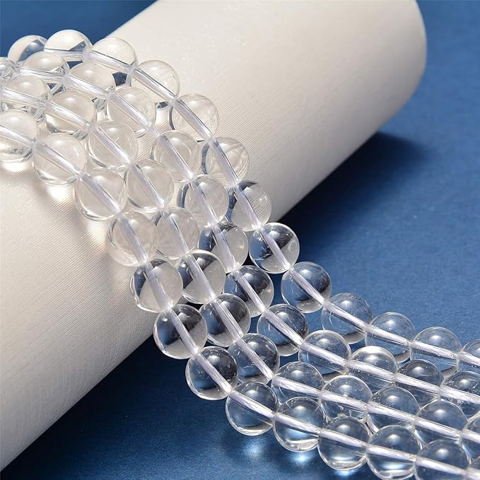 NCB 200pcs 4mm Clear Quartz Crystals Loose Beads for Jewelry Making Natural Semi Precious Beads Round Smooth Gemstones Spacer Beads Charms for Necklaces Bracelets (Clear Quartz Crystals, 4mm 200Beads)