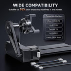 YOOPAI D1 4-in-1 Laser Rotary Roller, Suitable for Most Frame-Type Laser Engraving Machines, with 2 Types of Claws and Pins, Used to Engrave Cylindrical, Spherical, Ring-Shaped Objects
