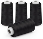 Serger Thread 4 Cones 3000 Yards Each Spool All Purpose Polyester Thread 40S/2 for Sewing, Serger, Overlock, Quilting, Piecing - Black, HY1256