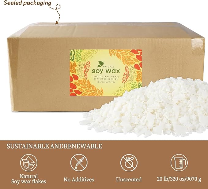 Natural Soy Wax for Candle Making 20 lb Bag, Soy Wax Flakes,DIY Candle