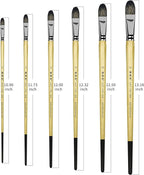 XDT#6386 Filbert Artist Paint Brush 6 Piece Set Medium Stiff Black Hog Bristle Extra Long Handle #2#4#6#8#10#12, Acrylic Oil Watercolor