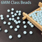 600pcs 6MM Lake Blue Glass Beads Handcrafted Round Lampwork Smooth Loose Bracelet Beads for DIY Jewelry Making