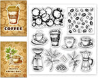 CHGCRAFT Coffee Clear Stamps Coffee Beans Transparent Silicone Stamps for Card Making Coffee Machine Silicone Clear Stamp for DIY Scrapbooking Photo Journal Album Decoration