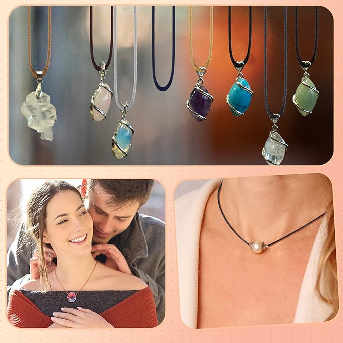 Tudomro 100 Pieces 20 Inch Waxed Leather Necklace Cord Bulk with Clasp Colorful Necklace Bracelet Chains String Rope Cord for Jewelry Making Pendants Charms(Basic Color)